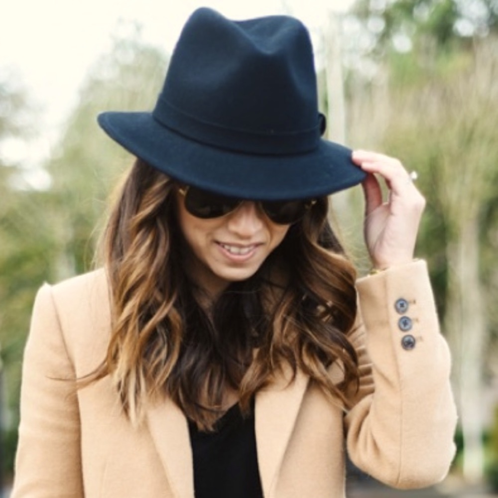 NWT BAILEY FOR J CREW LITE FELT FEDORA HAT BLACK